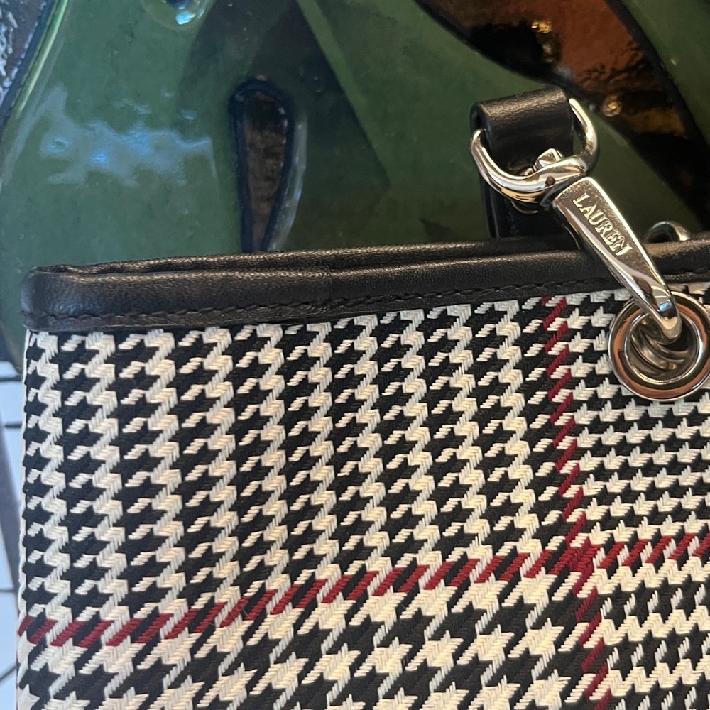 Ralph Lauren | Black, White and Red | Houndstooth Tote Bag Mini - Picture 3 of 5